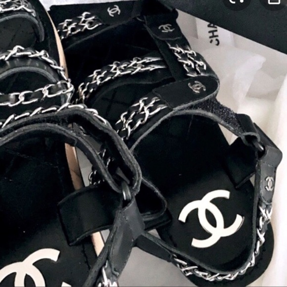 Chanel Chain Strap Sandals Size 39.5 - Picture 4 of 12